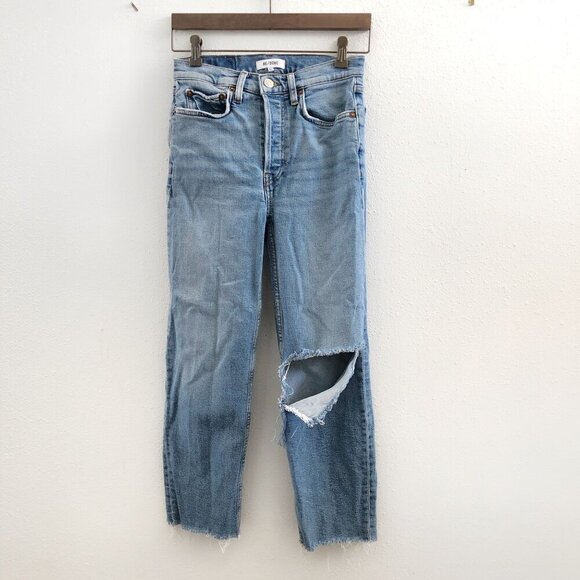 RE/DONE 70's High Rise Stovepipe Straight Leg Jeans Size 26 - Picture 1 of 11